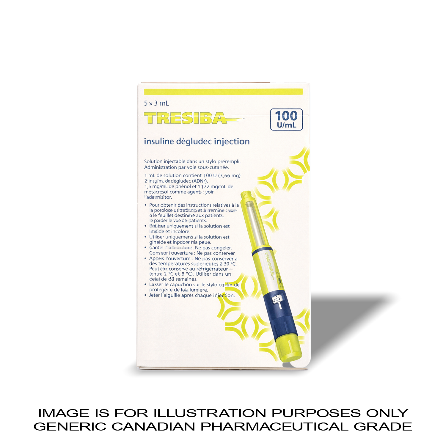 Tresiba 5 X 3 mL 100 IU Insulin Pens [Diabetes Control] — Peptide Source Canada source product image