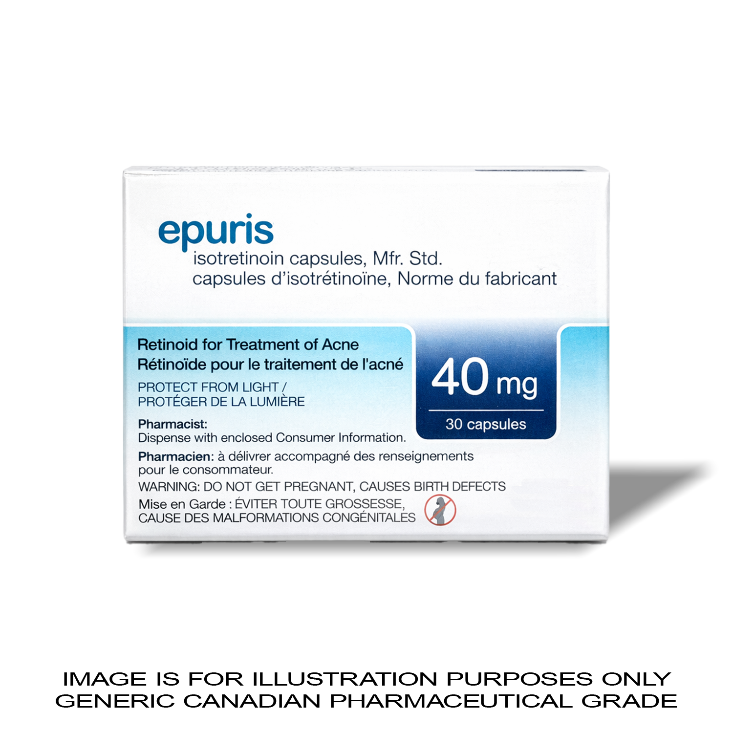 Epuris 40MG X 30 [Acne Treatment] — Peptide Source Canada source product image