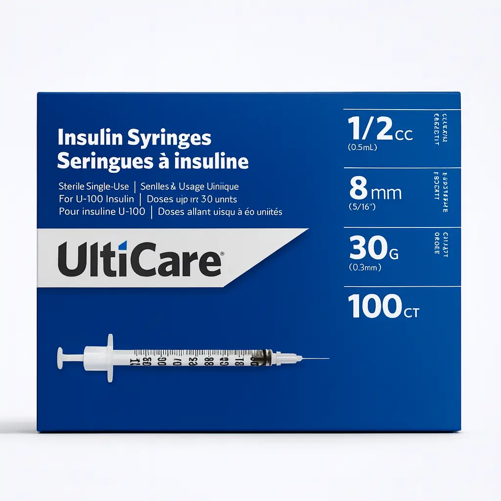 Insulin Syringes – 0.5ml, 8mm, 30G (100 Box) — Great Northern Peptides source product image