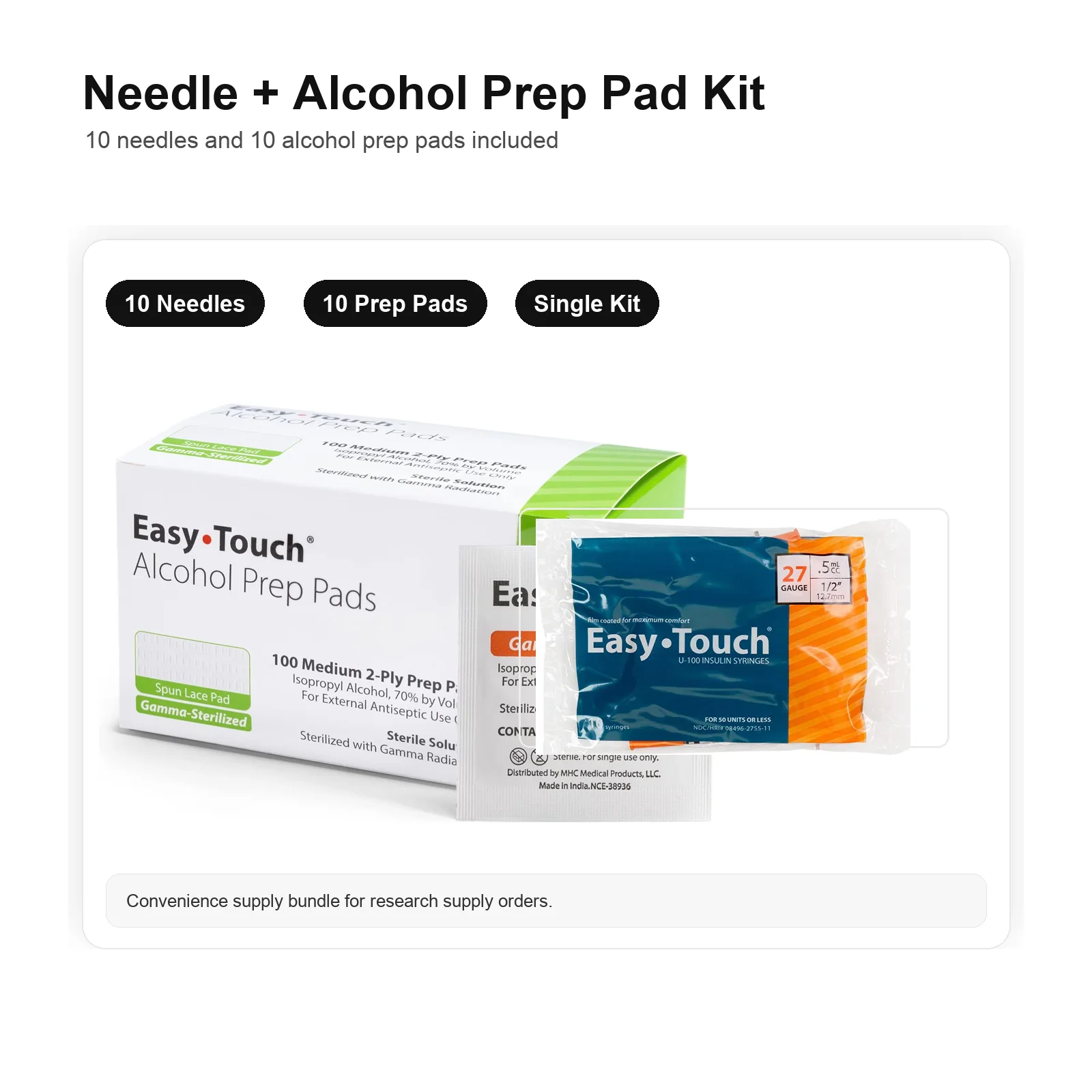 10 Syringes & Prep Pads — PeptideStacks source product image