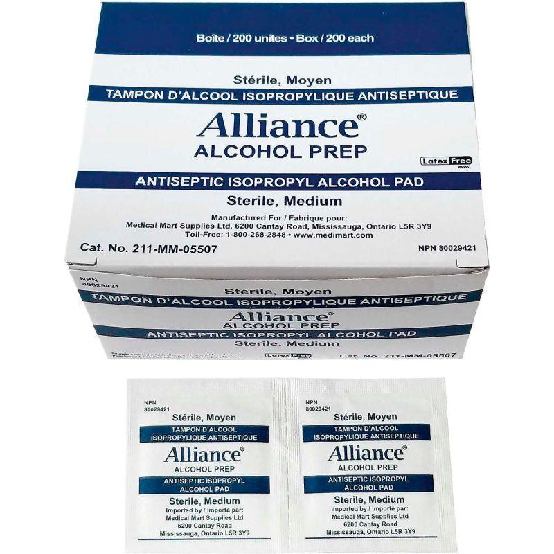 Sterile Alcohol Prep Pads 200 per box — Biocore Peptides source product image