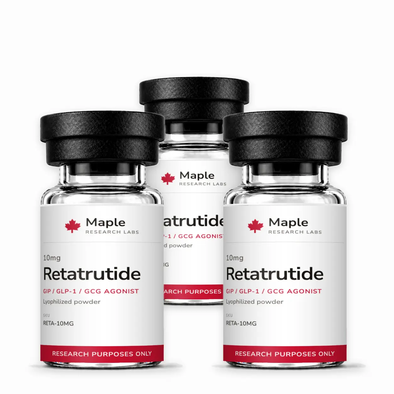 Triple Threat – 3x Retatrutide 10MG Research Pack — Maple Research Labs source product image