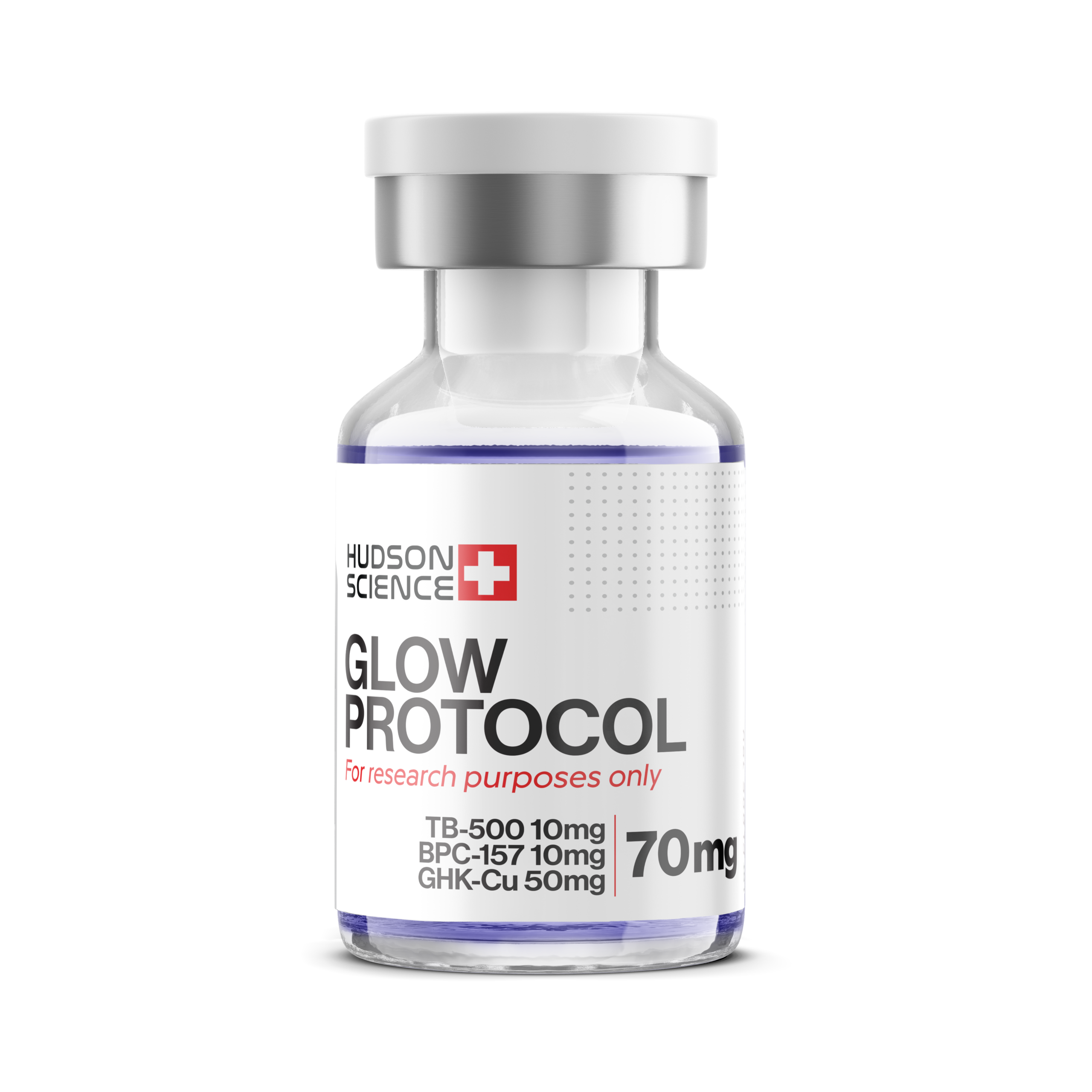 GLOW Protocol 70MG [10MG BPC157 – 50MG GHK-CU – 10MG TB-500] – Total skin renewal and healing ( Quantitative and qualitative analysis second image) — Peptide Source Canada source product image