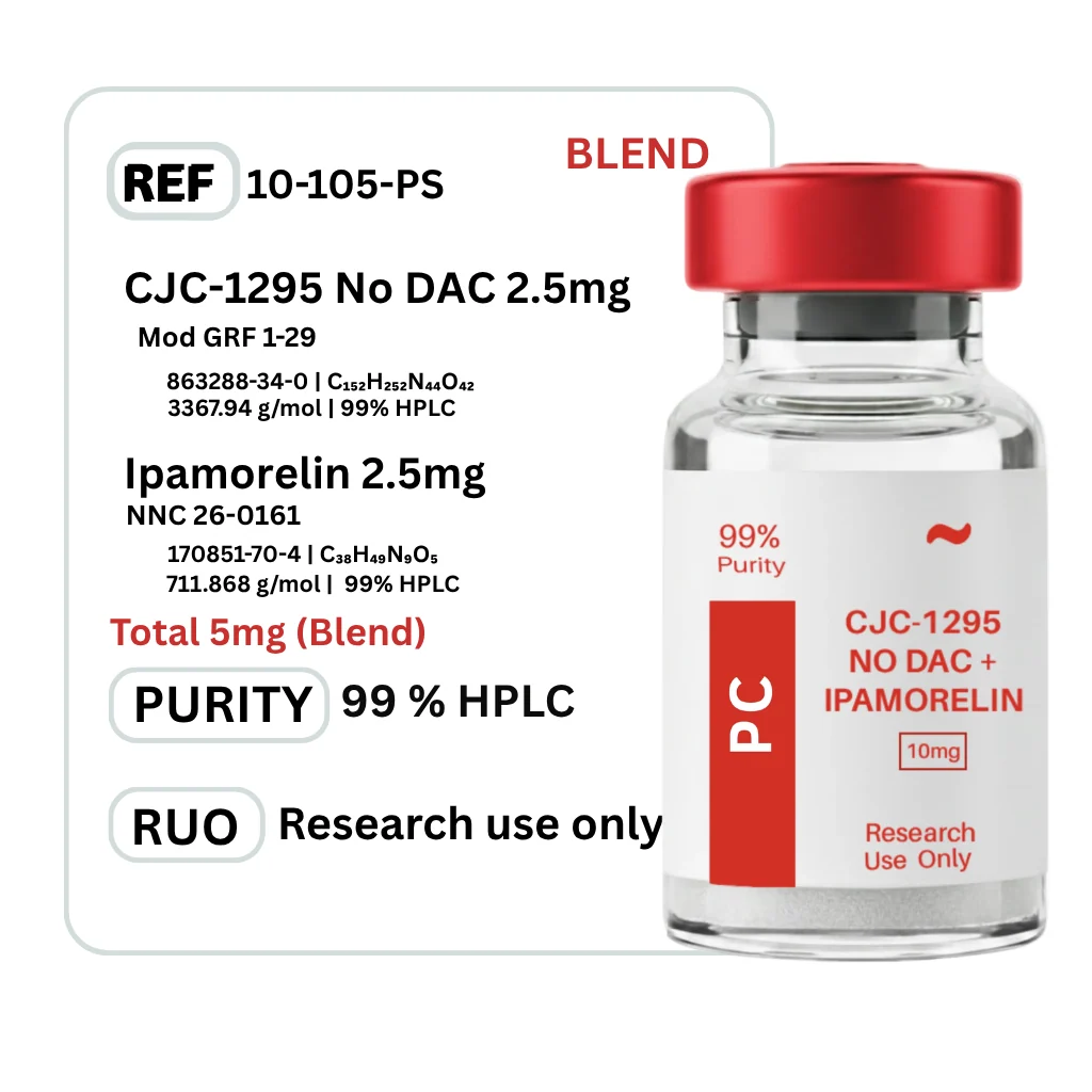 CJC-1295 No DAC & Ipamorelin — Vial / 10mg — Edmonton Peptides source product image