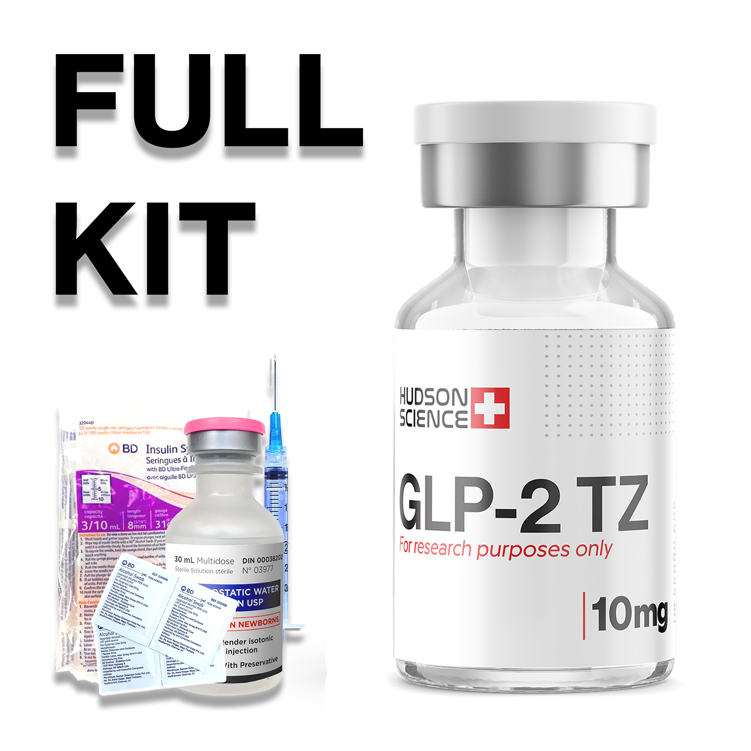 TRZ GLP-2 10mg KIT  [10MG VIAL+WATER+SYRINGES+ STERILE WIPES ] COMPLETE  –  LAB TEST JAN/2024 99.375% — Peptide Source Canada source product image