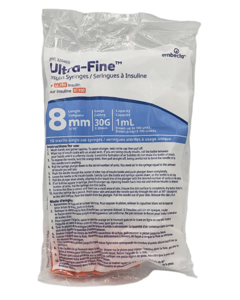 Insulin syringes – blue pack – embecta bd 1ml x 30G x 8mm – 10 syringes per PACK for Peptides / HGH Etc. — Peptide Source Canada source product image