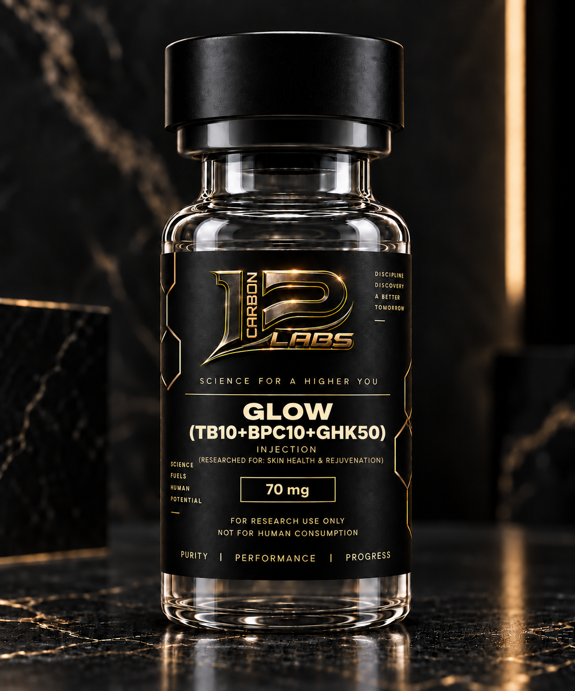 GLOW (TB10+BPC10+GHK50) 70mg — Carbon-12 Labs source product image