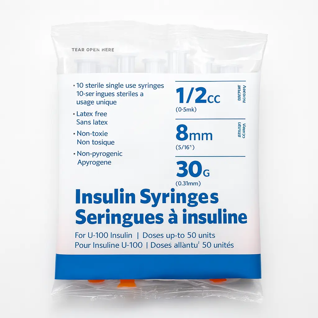 Insulin Syringes – 0.5ml, 8mm, 30G — Great Northern Peptides source product image