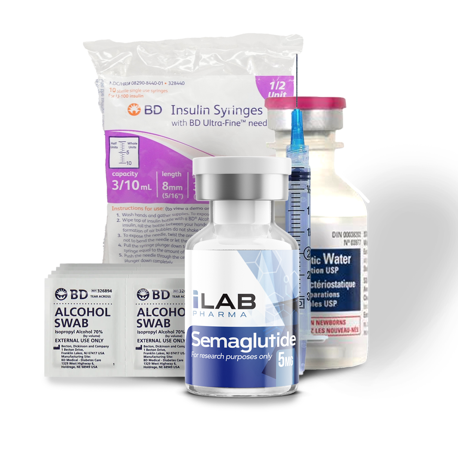 SEMAGLUTIDE 5MG KIT 4/6/8 WEEK DOSE [5MG VIAL+WATER+SYRINGES] COMPLETE — Peptide Source Canada source product image