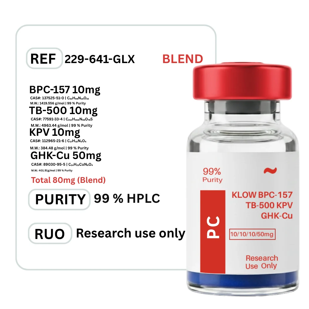 KLOW Blend - GHK-CU + TB-500 + BPC-157 + KPV 10mg — Vial / 80mg — Edmonton Peptides source product image