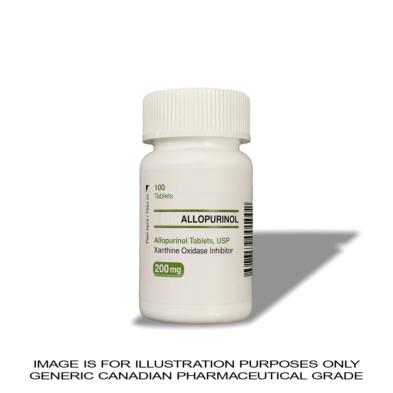 ALLOPURINOL 200MG X 100 [GOUT / KIDNEY STONES / LOWER URIC ACID] — Peptide Source Canada source product image