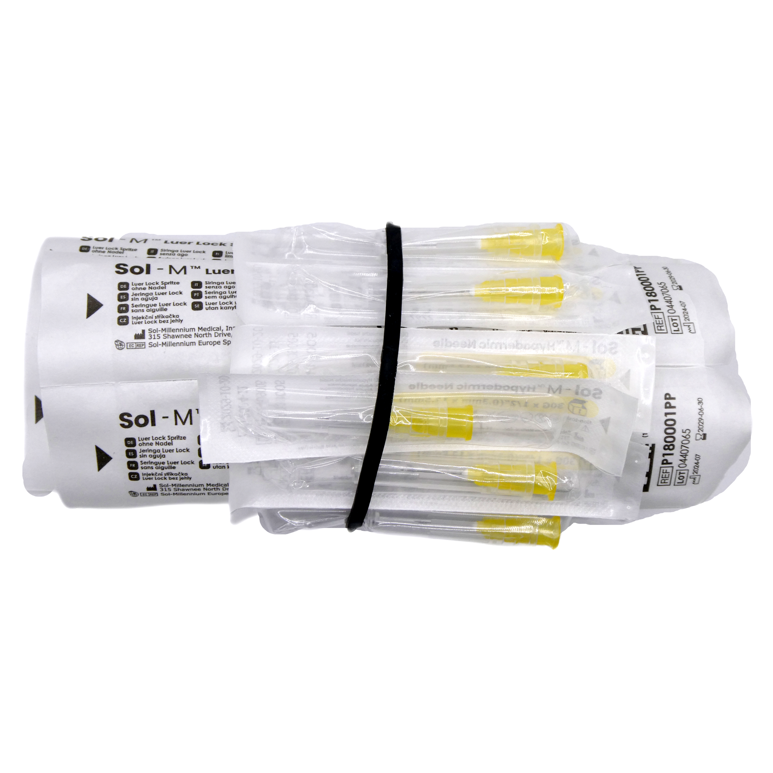 1mL – SOL-M™ P180001PP Syringe | Luer Lock with 30G x 1/2″ – SOL-M™ 113005 Hypodermic Needle (10 Syringes w/ 11 needles) Extra needle provided as a draw needle. — Biocore Peptides source product image