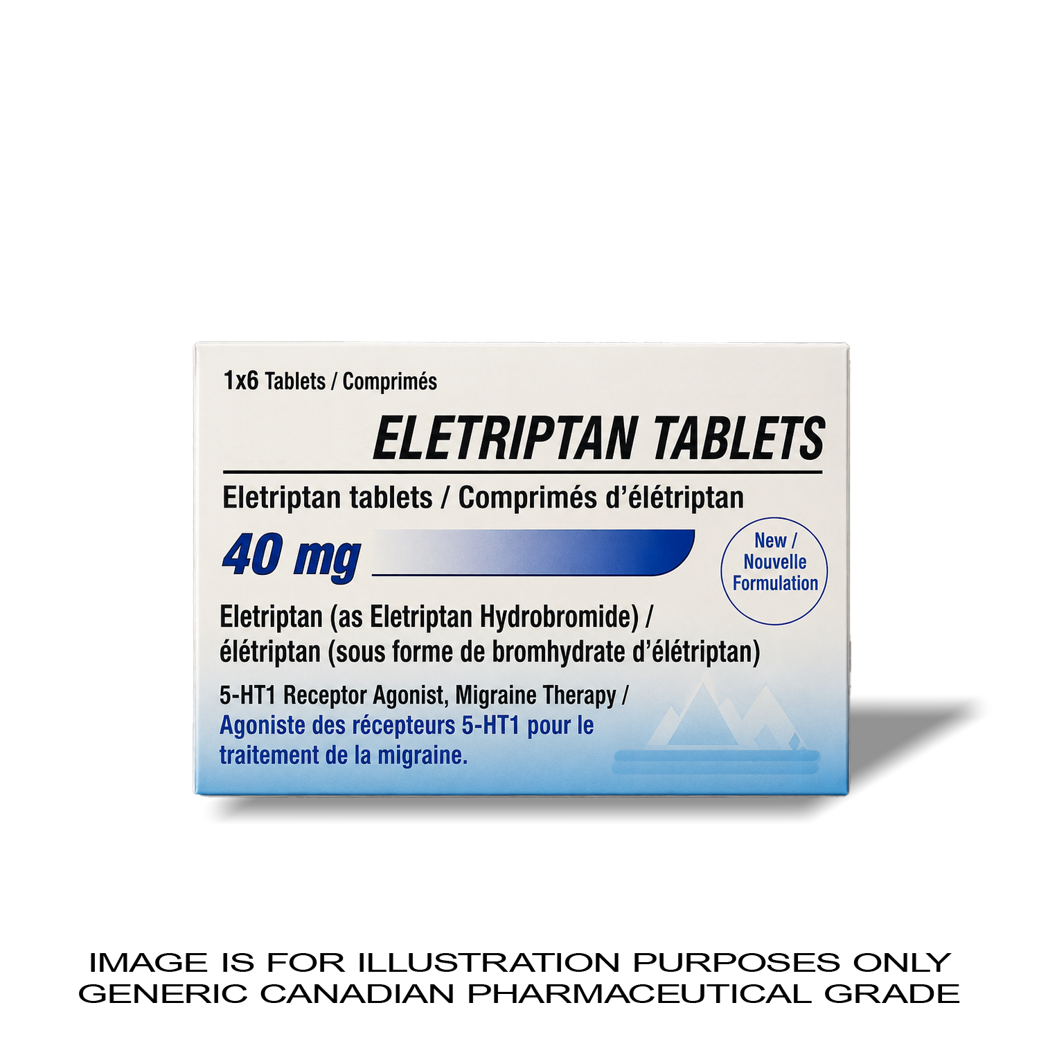 ELETRIPTAN [Relpax] TABLETS – 40MG X 6 TABS [ STOPS acute migraine headaches in adults] — Peptide Source Canada source product image