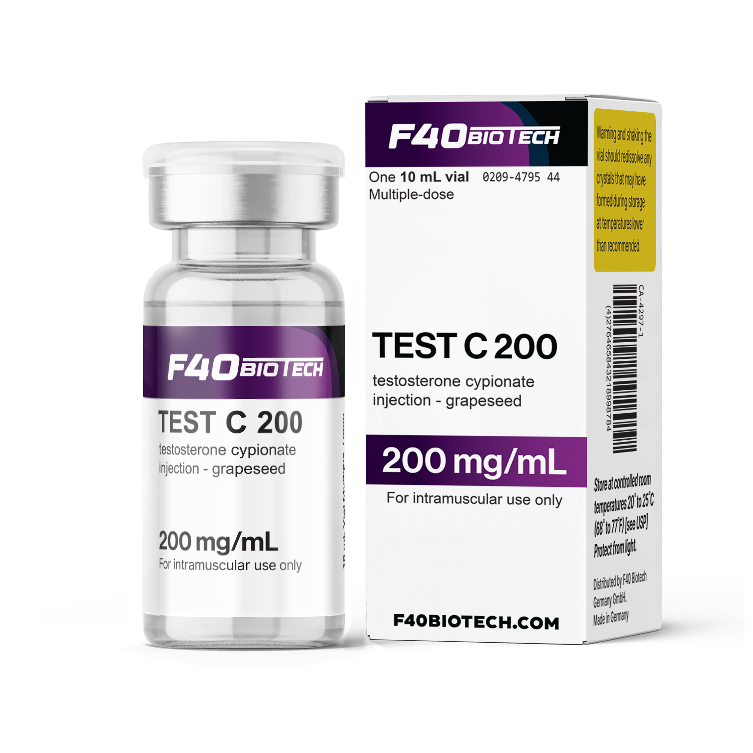 TEST C 200 –  Carrier Oil: GRAPESEED  with E/O – Double Filtered – F-40 Biotech — Peptide Source Canada source product image