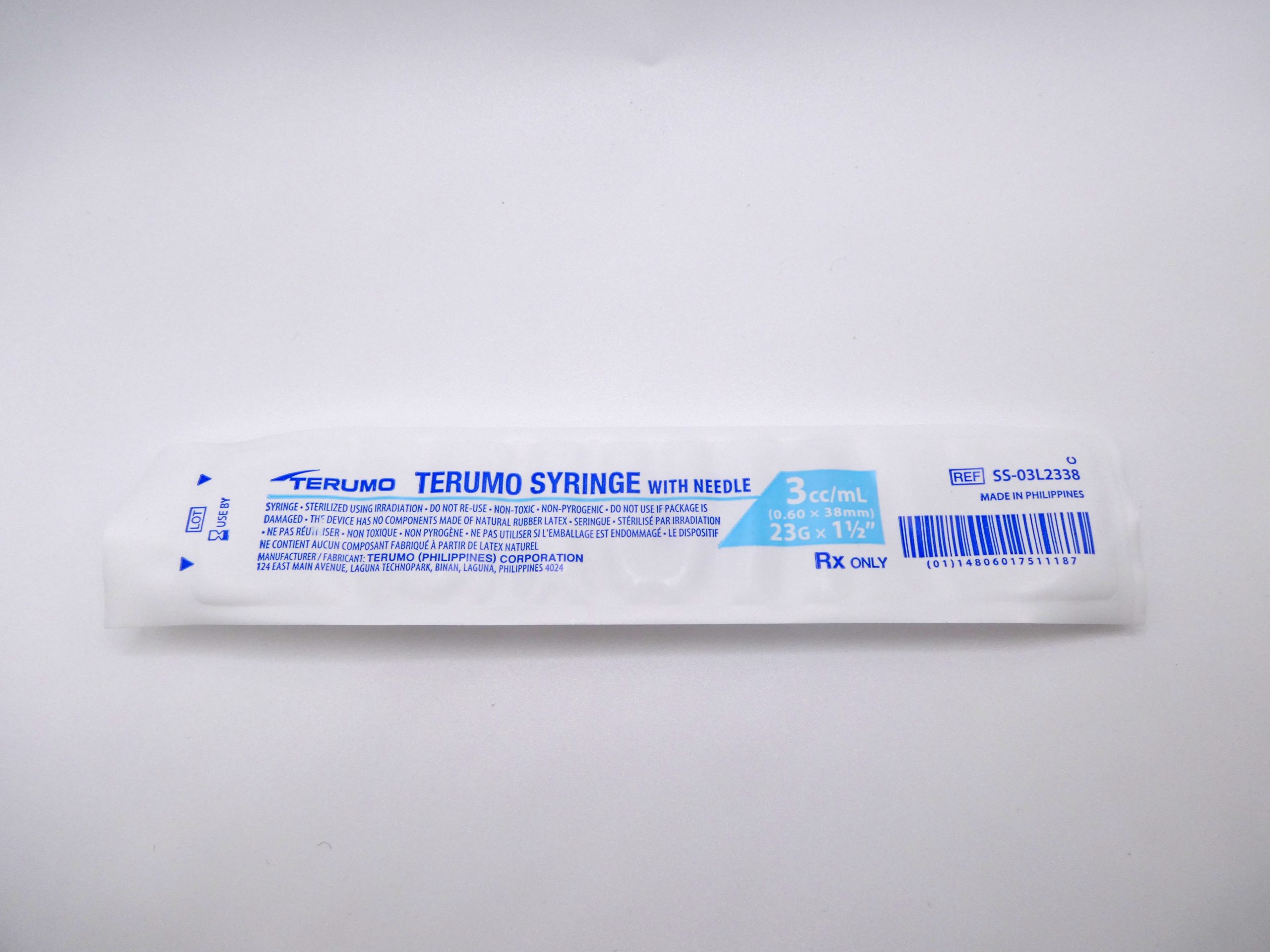 3mL | 23G x 1 1/2″ | Terumo Luer Lock Syringe with Needle | SS-03L2338 | Single Syringe — Biocore Peptides source product image