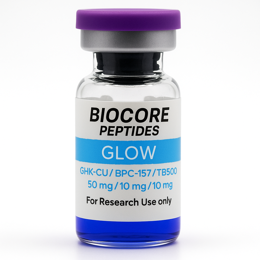 GLOW (GHK-CU 50mg/ BPC 157 10mg/ TB500 10mg) — Biocore Peptides source product image