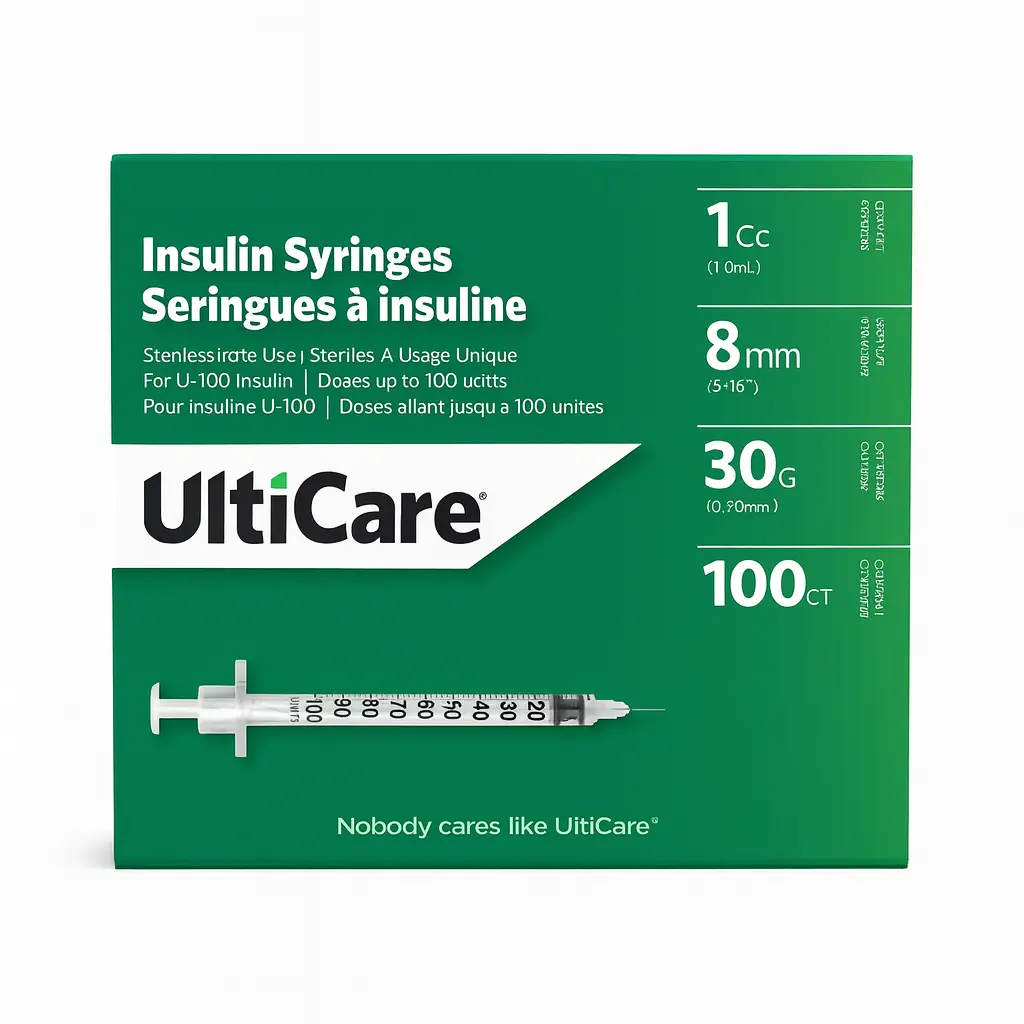 Insulin Syringes – 1ml, 8mm, 30G (100 Box) — Great Northern Peptides source product image