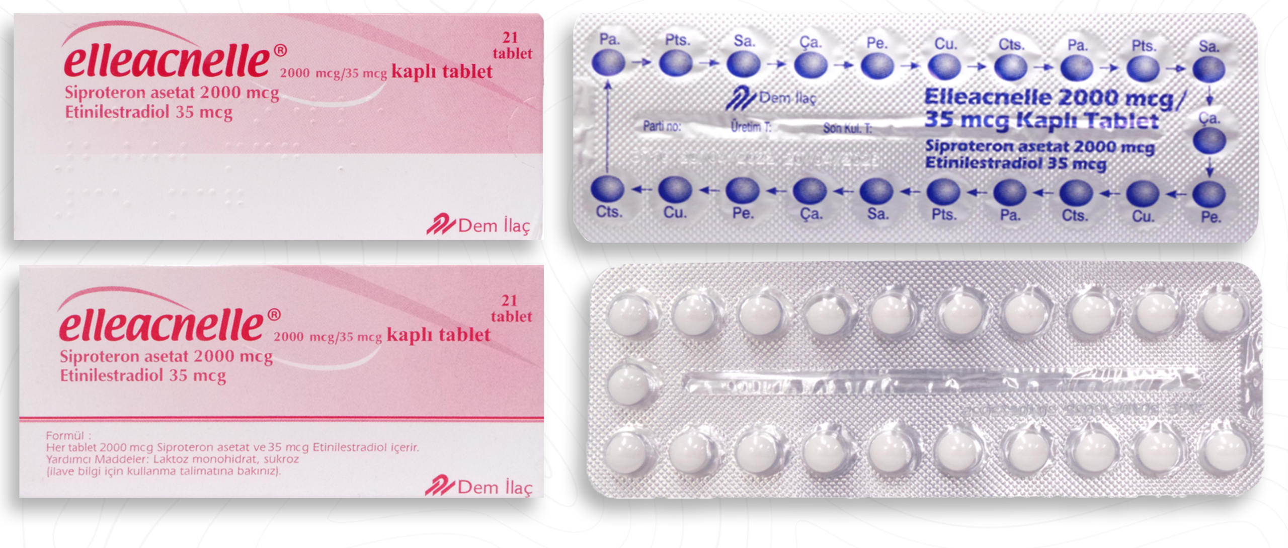 Elleacnelle Siproteron asetat 2000mcg /  Etinilestradiol 35mcg — Peptide Source Canada source product image