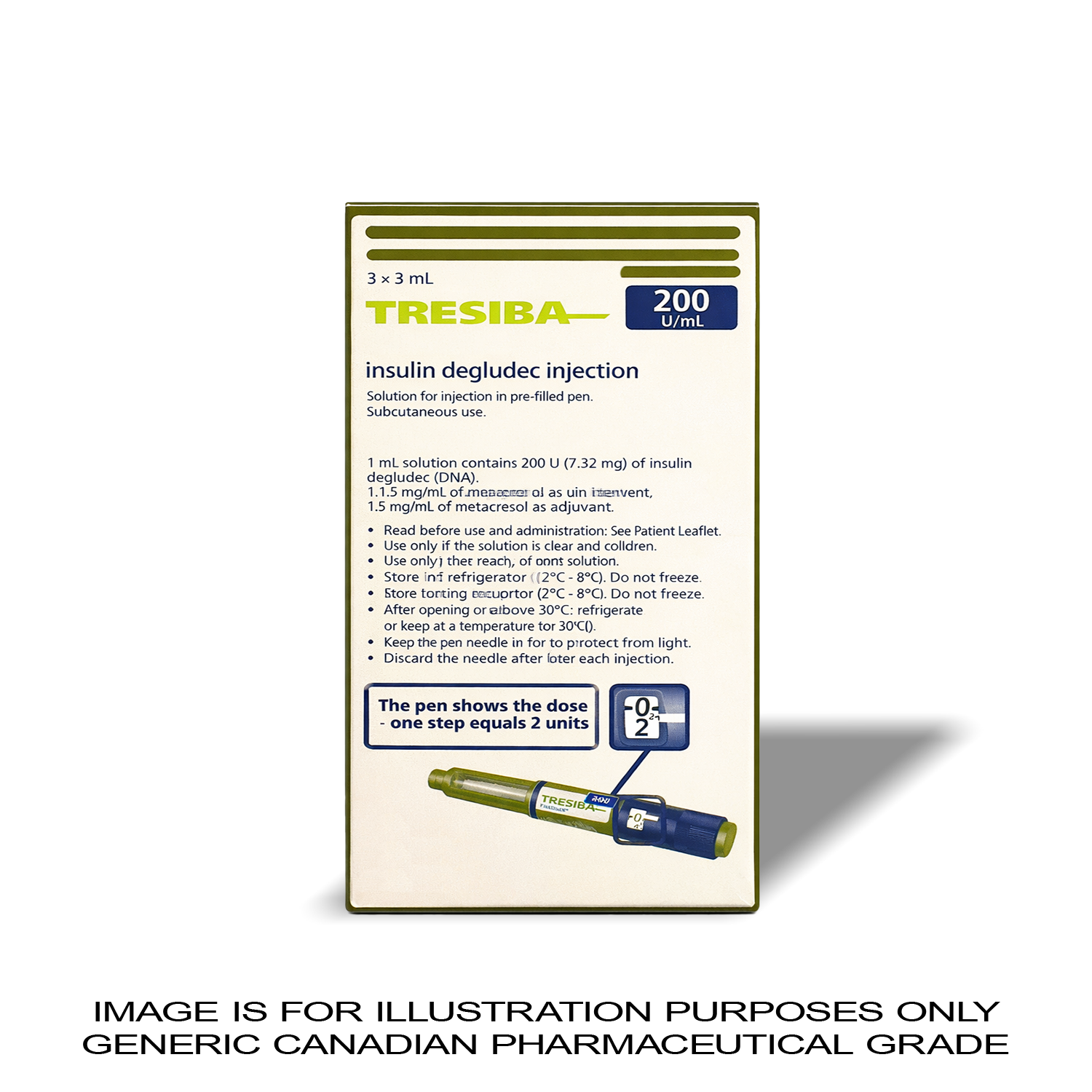 Tresiba 3 X 3mL 200iu Insulin Pens [Diabetes Control] — Peptide Source Canada source product image