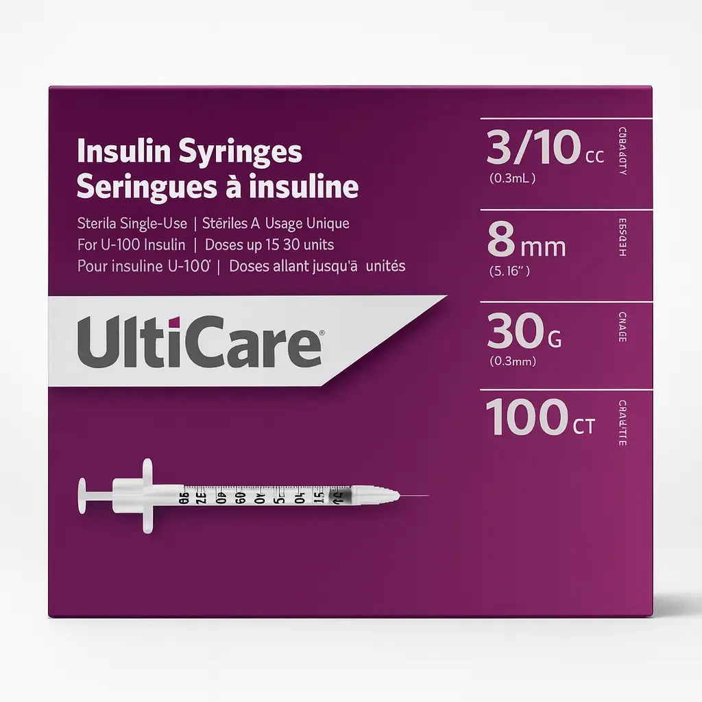 Insulin Syringes – 0.3ml, 8mm, 30G (100 Box) — Great Northern Peptides source product image